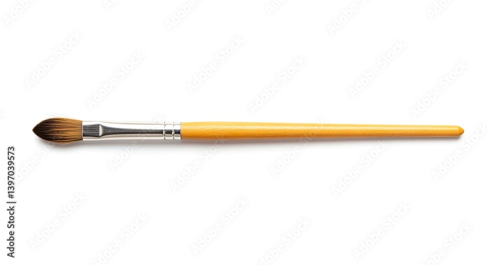 Isolated Paintbrush with Wooden Handle for Artistic and Creative Projects Isolated Paintbrush with Wooden Handle for Artistic and Creative Projects