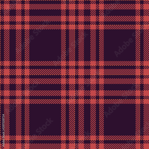 Elegant Soft eggplant & Neon dull red Seamless Tartan Textile Design