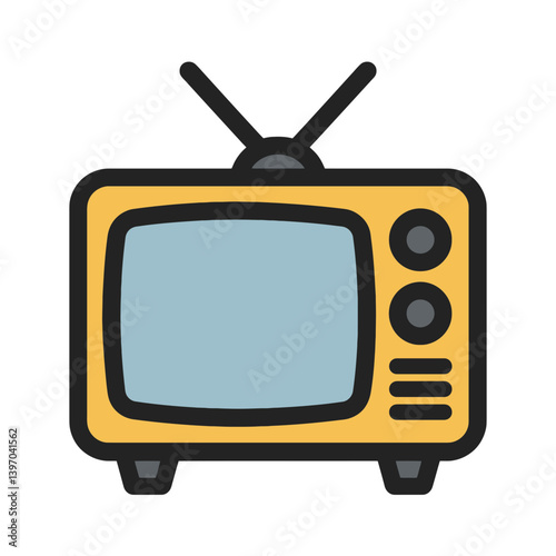 Vector Retro TV Icon – Flat Vintage Television Illustration for Media, Pop Culture, and Nostalgia Projects