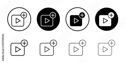 Add video icon Flat fill set collection