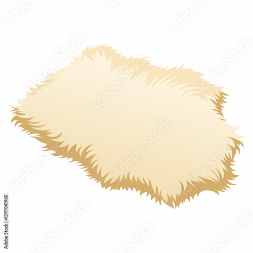Sheep fur displayed on a white background, showcasing its soft texture and natural color variations.