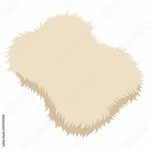 Sheep fur displayed on a white background, showcasing its soft texture and natural color variations.