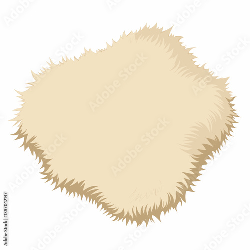 Sheep fur displayed on a white background, showcasing its soft texture and natural color variations.