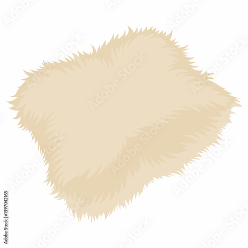 Sheep fur displayed on a white background, showcasing its soft texture and natural color variations.