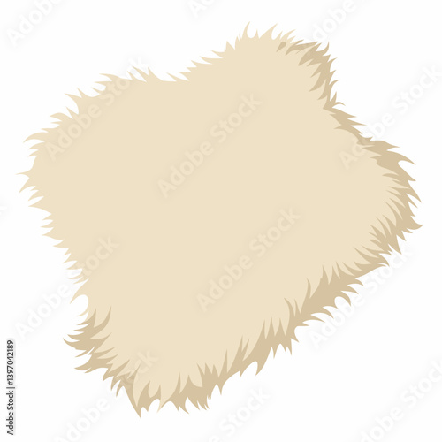 Sheep fur displayed on a white background, showcasing its soft texture and natural color variations.