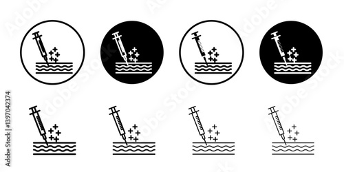 Botox injection icon Flat fill set collection