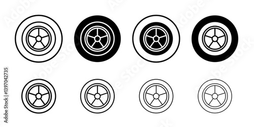 Car wheel icon Flat fill set collection