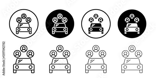 Carpool share icon Flat fill set collection