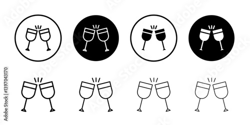 Clinking glasses icon Flat fill set collection
