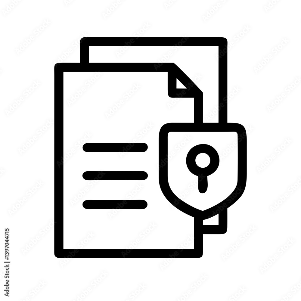 Document Security Icon with Shield for Legal Content, Cybersecurity Blogs, Privacy Awareness Campaigns, and Educational Resources Document Security Icon with Shield for Legal Content, Cybersecurity Blogs, Privacy Awareness Campaigns, and Educational Resources