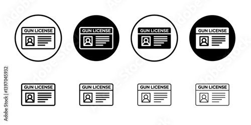 Gun license icon Flat fill set collection