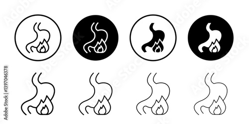 Heartburn icon Flat fill set collection