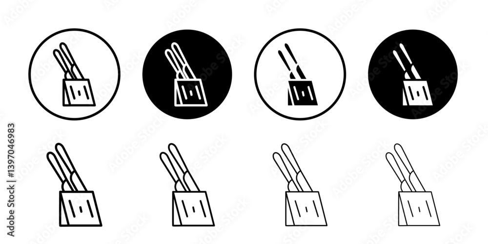 Kitchen knife block icon Flat fill set collection Kitchen knife block icon Flat fill set collection
