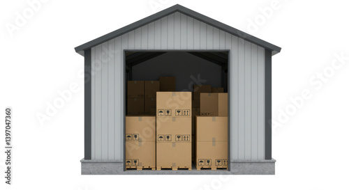 Bild auf Leinwand Isolated Storage Unit with Boxes
