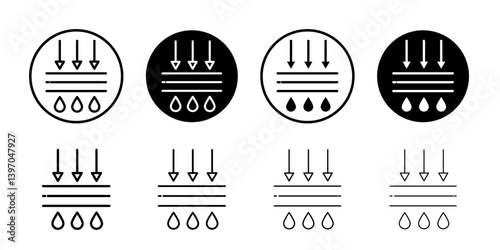 Moisture wicking icon Flat fill set collection