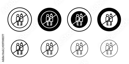No hugs no kiss icon Flat fill set collection