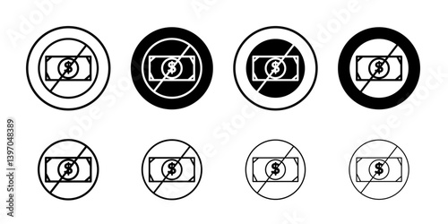 No money icon (2) Flat fill set collection