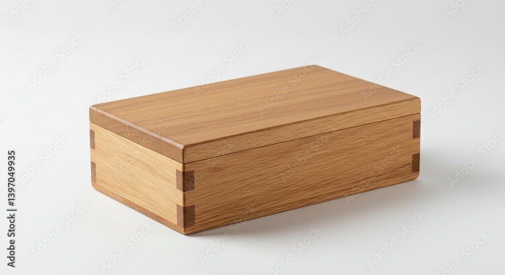 Wooden Box with Dovetail Joints on White Background for Storage Wooden Box with Dovetail Joints on White Background for Storage