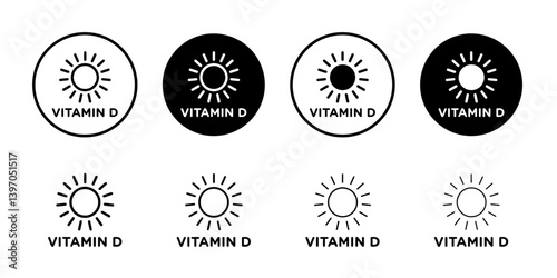 Vitamin d icon Flat fill set collection