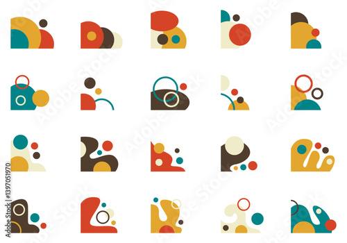 Corner Circle Design Element Set