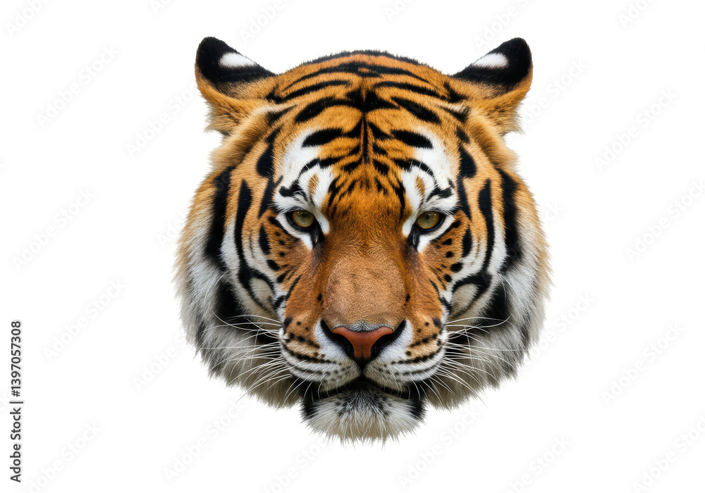 Fototapeta premium Isolated Tiger Head with Striking Pattern