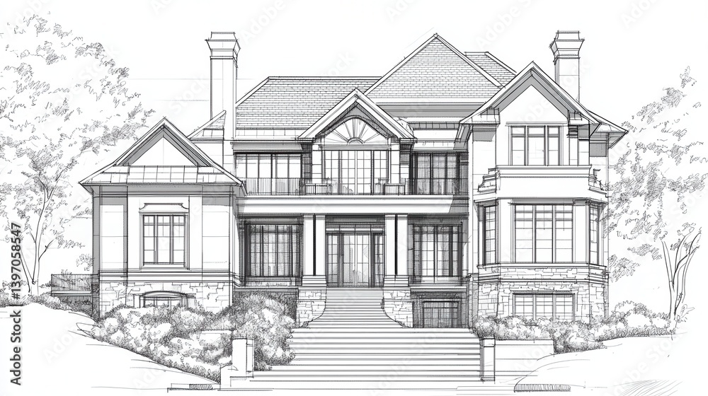 Collection of detailed architectural drawings and blueprints for construction illustration Collection of detailed architectural drawings and blueprints for construction illustration
