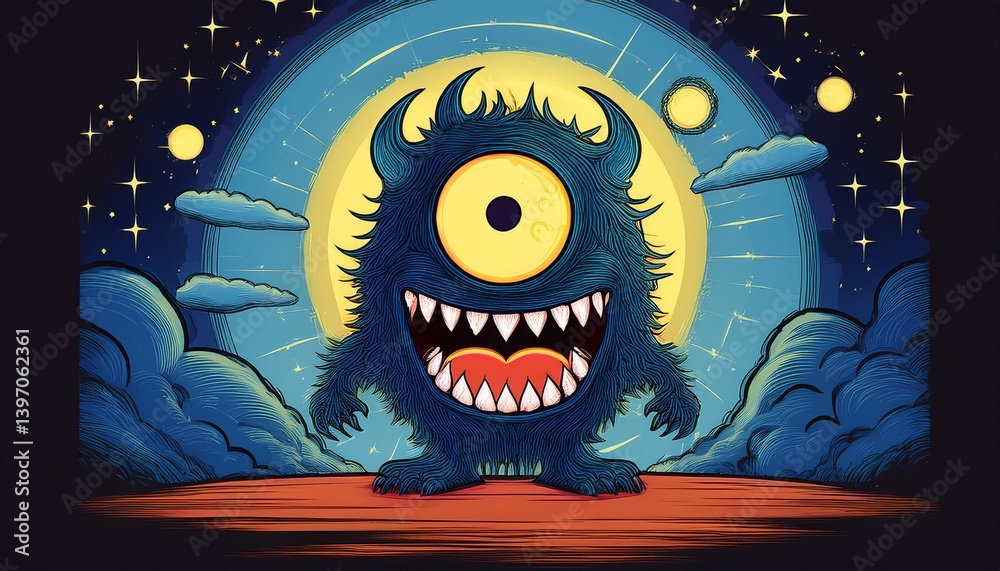 Fototapeta premium halloween monster with a skull