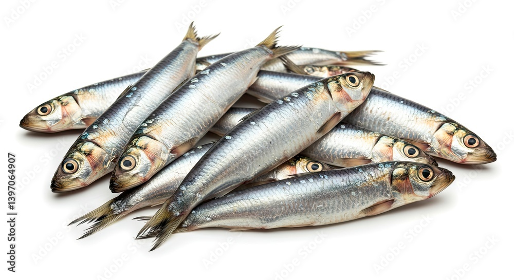 Pile of Fresh Sardines on White Background Ready for Cooking Pile of Fresh Sardines on White Background Ready for Cooking