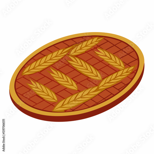 A leaf enclosed in a circle mat, set against a clean white background.