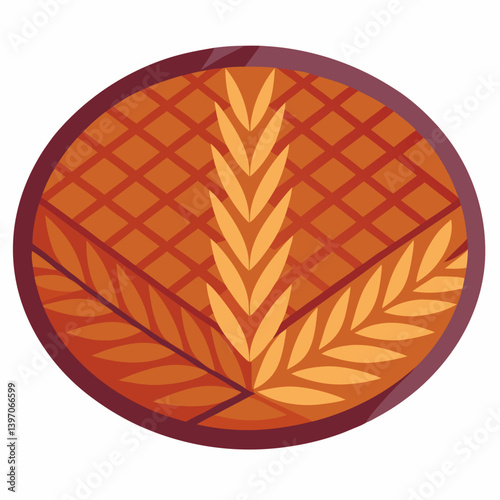 A leaf enclosed in a circle mat, set against a clean white background.