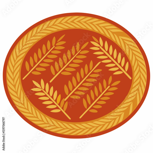 A leaf enclosed in a circle mat, set against a clean white background.