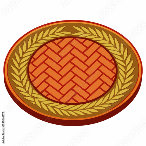 A leaf enclosed in a circle mat, set against a clean white background.