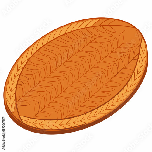 A leaf enclosed in a circle mat, set against a clean white background.