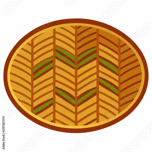 A leaf enclosed in a circle mat, set against a clean white background.
