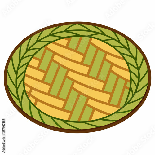 A leaf enclosed in a circle mat, set against a clean white background.
