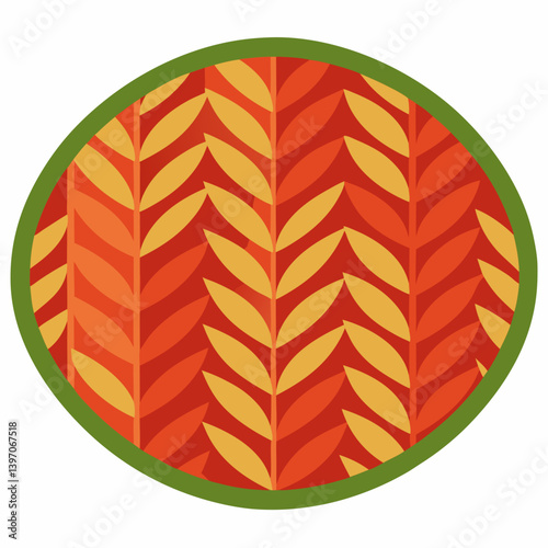 A leaf enclosed in a circle mat, set against a clean white background.