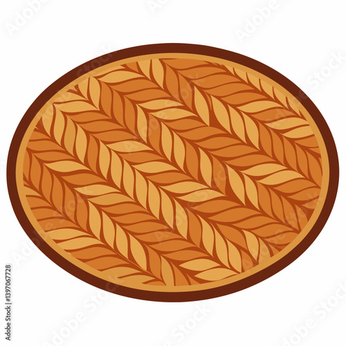 A leaf enclosed in a circle mat, set against a clean white background.
