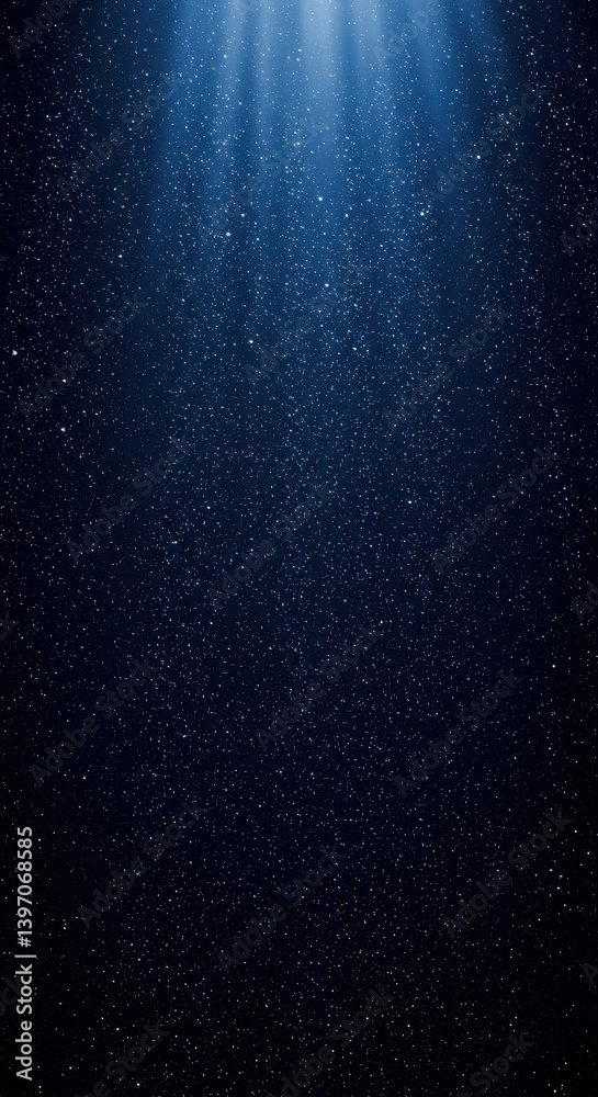 Fototapeta premium Celestial Cascade: Blue Light Rays Through a Starry Night Sky - Dreamy Space Background for Wall Art & Inspiring Designs!