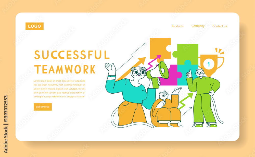 Fototapeta premium Business Cat. Flat Vector Illustration