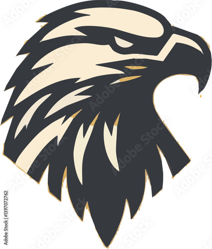 Stylized Vector Illustration Features A Fierce Eagle Head Rendered In A Flat Graphic Design Style
