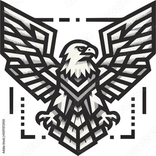 Stylized Eagle Design Showcases Geometric Lines Symmetry And A Sense Of Freedom And Strength