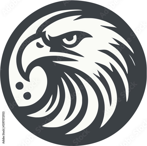 Stylized Eagle Head In A Circle Conveys Strength Focus And Determination With Simple Bold Design