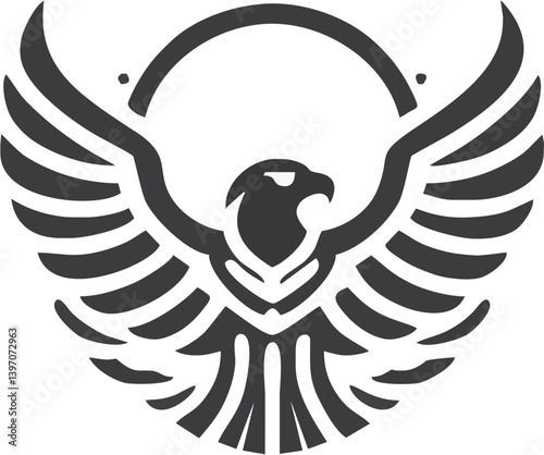 Stylized Emblem Of An Eagle In Flight Against A Simple Circular Backdrop Vector Graphic Design