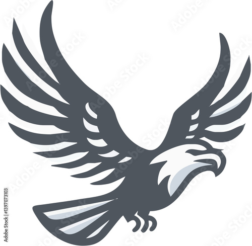 Stylized Vector Illustration Of An Eagle Soaring With Wings Spread In Dynamic Flight Posture