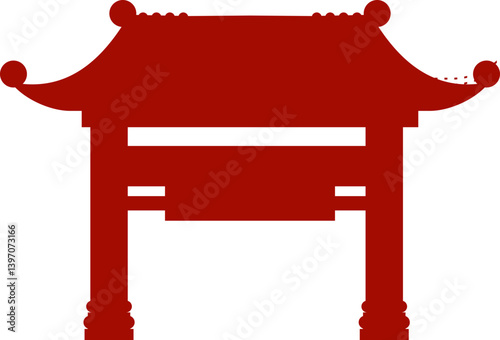 Chinese Traditional Temple Gate Silhouette