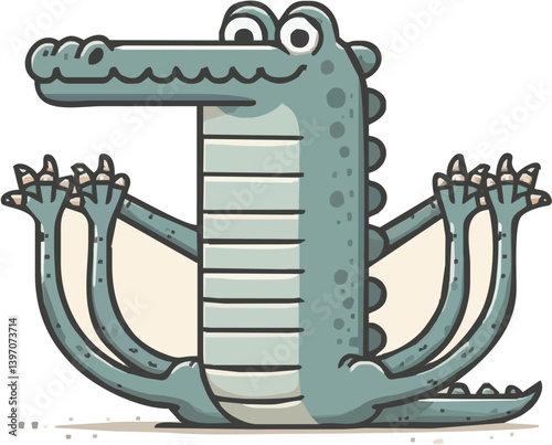 A Cheerful Cartoon Alligator Sits Calmly With Its Paws Up Looking Quite Cute And Approachable