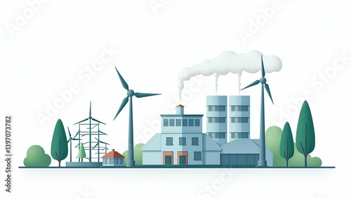 Visualizing Energy Transition: Cute Vector Illustrations of Renewable Integration, Grid Modernization, and Sustainable Power Solutions Driving Policy Reforms