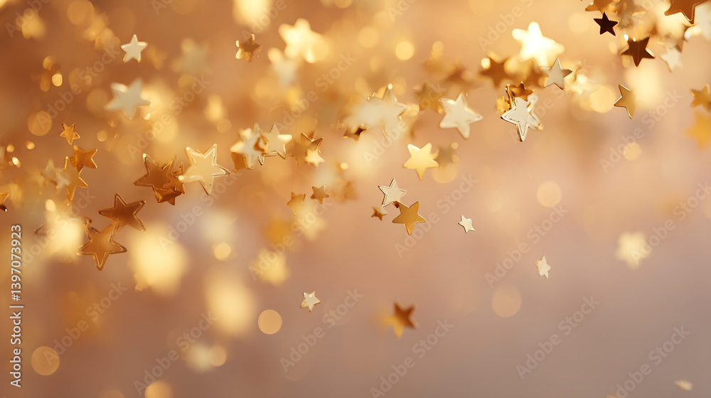 Fototapeta premium Golden stars background for christmas and new year celebration festive holiday sparkle abstract design