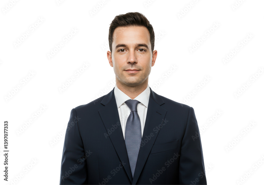Isolated Young Confident Businessman in a Navy Suit Isolated Young Confident Businessman in a Navy Suit