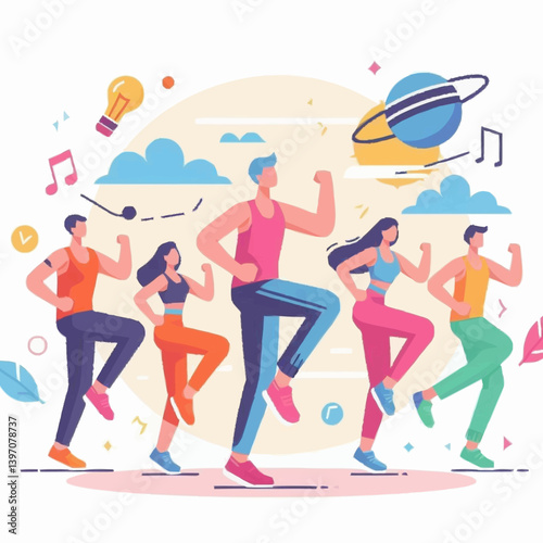 vector of Zumba flat design style, isolated on white background